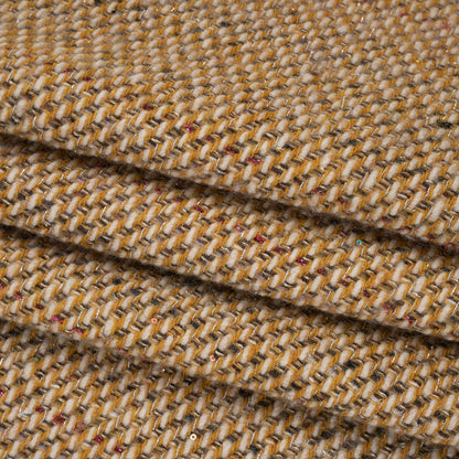 Metallic Wool Blend Tweed Twill Made in Italy - Mustard Yellow, White and Pink Abstract with Baby Sequins