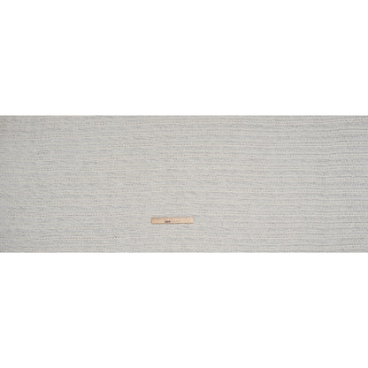 Metallic Wool Blend Tweed with Eyelash Fringe Made in Italy - White, Charcoal and Silver Stripes - Deadstock Full