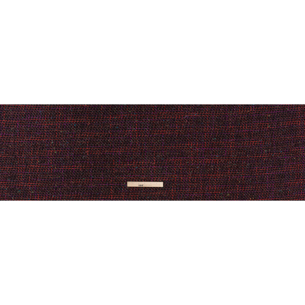 Metallic Wool Blend Tweed Made in Italy - Black, Red and Purple Striated