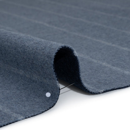 Brushed Wool Double Cloth Coating - Light Blue and Navy Chalk Stripes - Deadstock