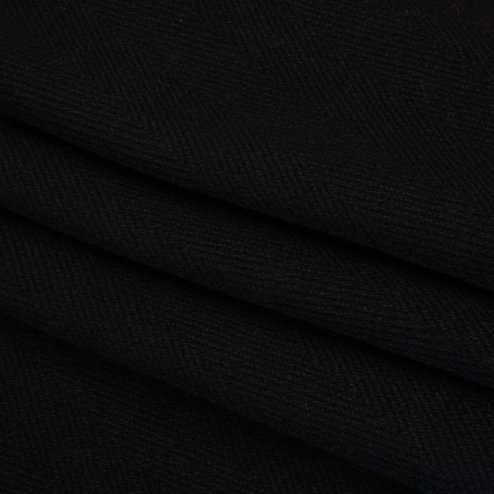 Heavy Wool Twill Coating - Black Herringbone - Deadstock Folded