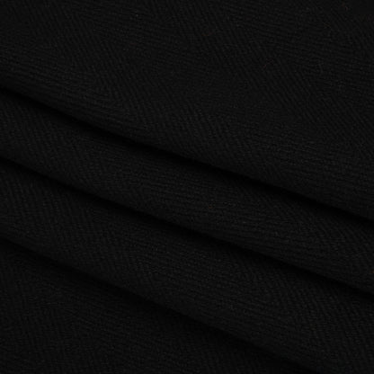 Heavy Wool Twill Coating - Black Herringbone - Deadstock Folded