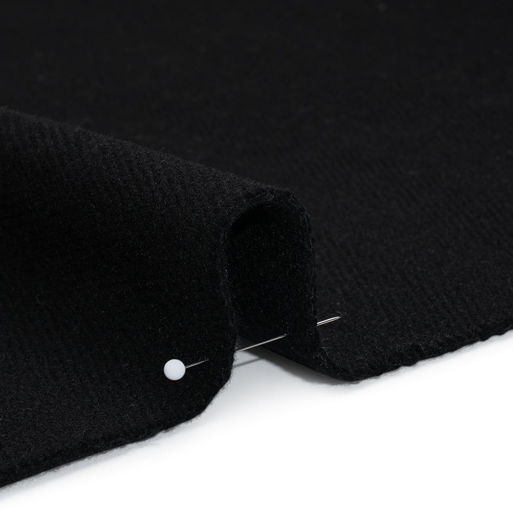 Heavy Wool Twill Coating - Black Herringbone - Deadstock Detail