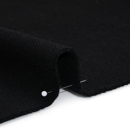 Heavy Wool Twill Coating - Black Herringbone - Deadstock Detail