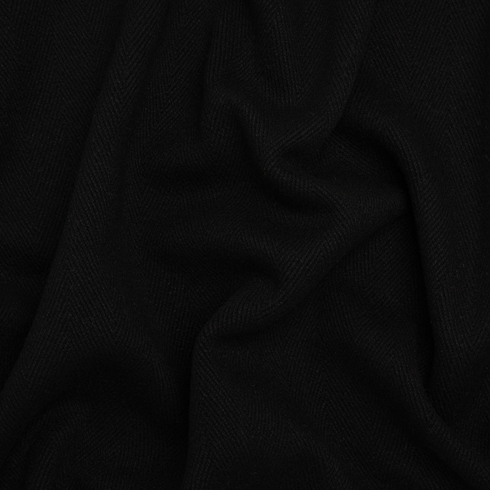 Heavy Wool Twill Coating - Black Herringbone - Deadstock