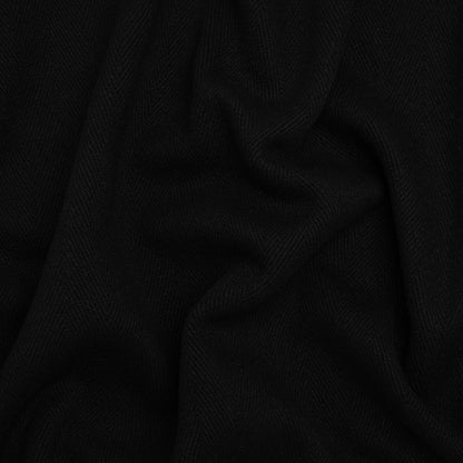 Heavy Wool Twill Coating - Black Herringbone - Deadstock