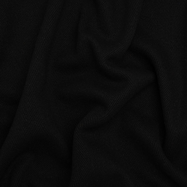 Heavy Wool Twill Coating - Black Herringbone - Deadstock