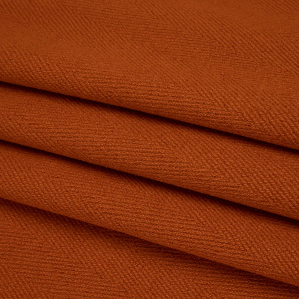 Heavy Wool Twill Coating - Pumpkin Orange Herringbone - Deadstock Folded