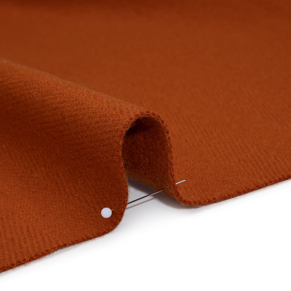 Heavy Wool Twill Coating - Pumpkin Orange Herringbone - Deadstock Detail