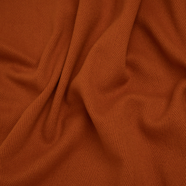 Heavy Wool Twill Coating - Pumpkin Orange Herringbone - Deadstock