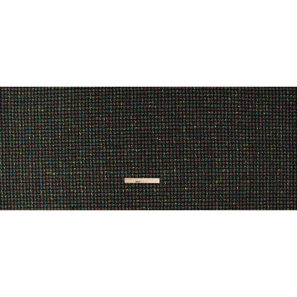 Metallic Acrylic and Wool Tweed - Black, Green and Gold - Deadstock Full
