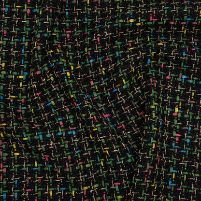 Metallic Acrylic and Wool Tweed - Black, Green and Gold - Deadstock