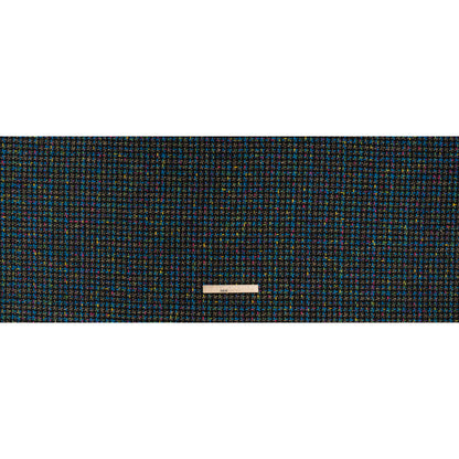 Metallic Acrylic and Wool Tweed - Black, Turquoise Blue and Gold - Deadstock