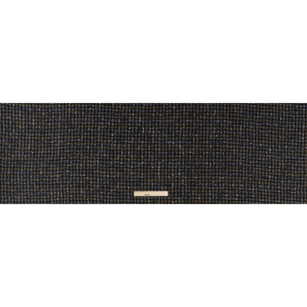 Metallic Acrylic and Wool Tweed - Black, Gray and Gold - Deadstock - Full