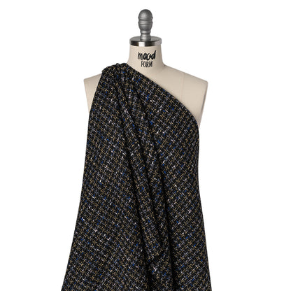 Metallic Acrylic and Wool Tweed - Black, Gray and Gold - Deadstock