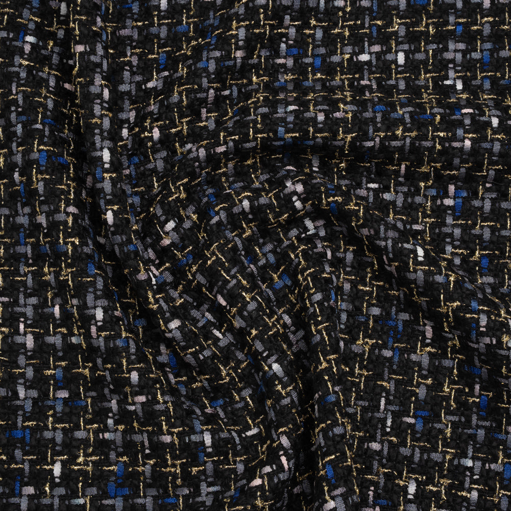 Metallic Acrylic and Wool Tweed - Black, Gray and Gold - Deadstock