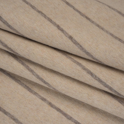 Brushed Wool Double Cloth Coating - Beige and Taupe Chalk Stripes - Deadstock