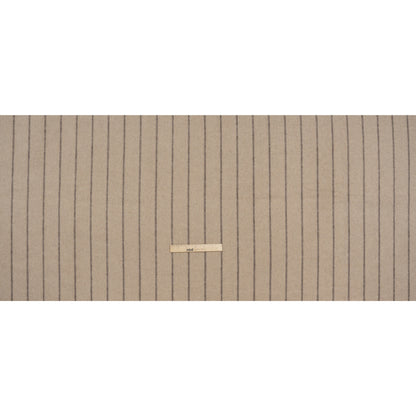 Brushed Wool Double Cloth Coating - Beige and Taupe Chalk Stripes - Deadstock