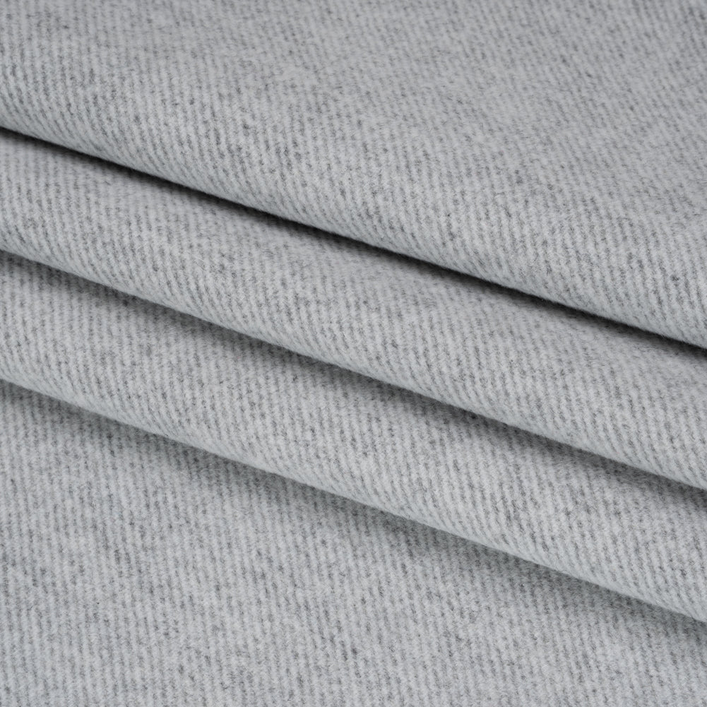 Brushed Polyester Twill Coating - Gray and White - Deadstock