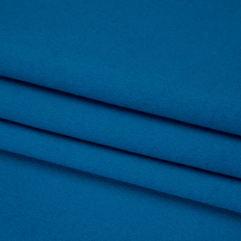 Brushed Wool Blend Coating - Azure Blue - Deadstock Folded
