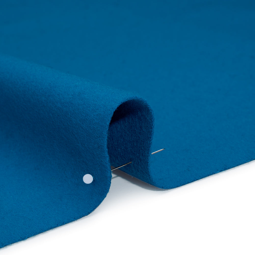Brushed Wool Blend Coating - Azure Blue - Deadstock Detail