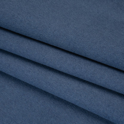 Brushed Wool Blend Double Cloth Coating - Denim Blue - Deadstock