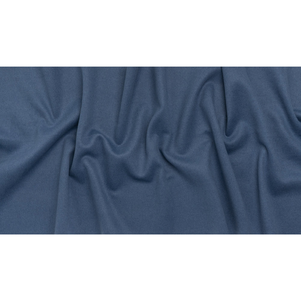 Brushed Wool Blend Double Cloth Coating - Denim Blue - Deadstock - Full