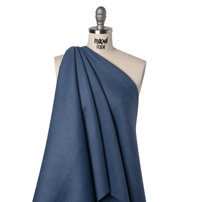 Brushed Wool Blend Double Cloth Coating - Denim Blue - Deadstock