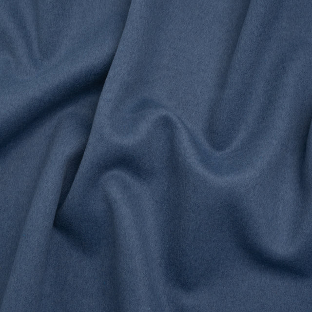 Brushed Wool Blend Double Cloth Coating - Denim Blue - Deadstock