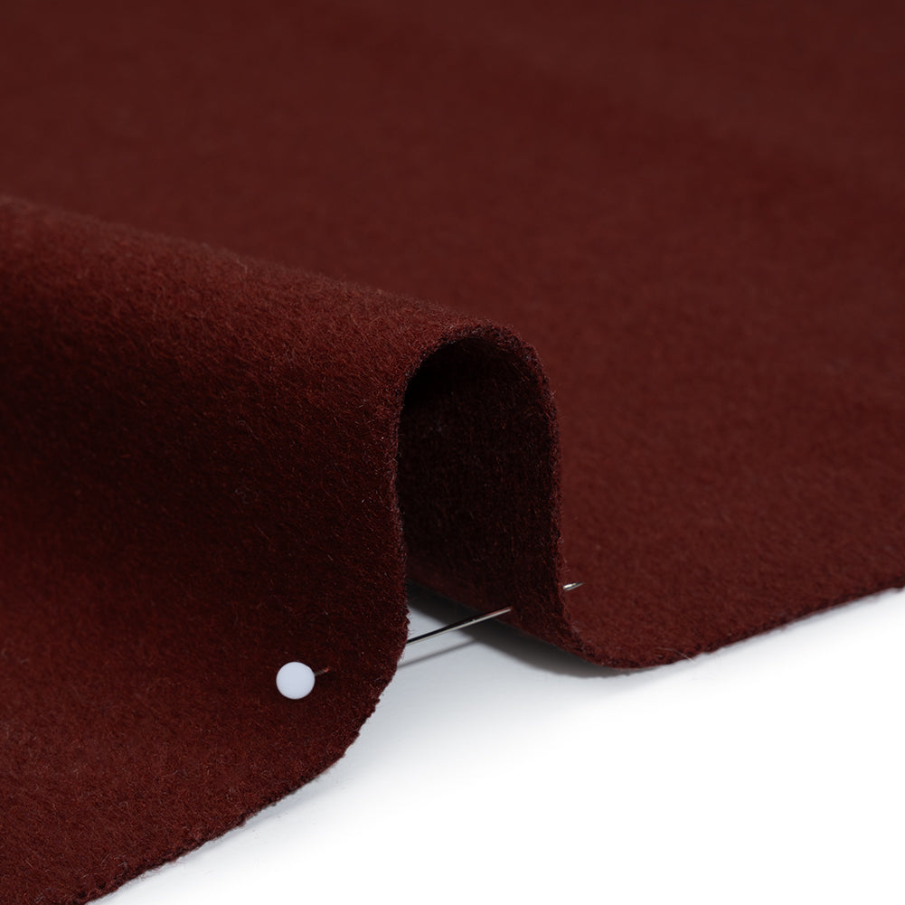 Brushed Wool Blend Coating - Burgundy - Deadstock - Detail