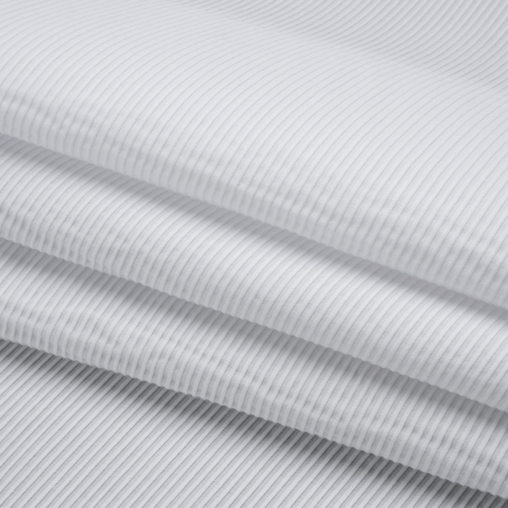 Cotton Ottoman Shirting - White Ribs - Deadstock Folded