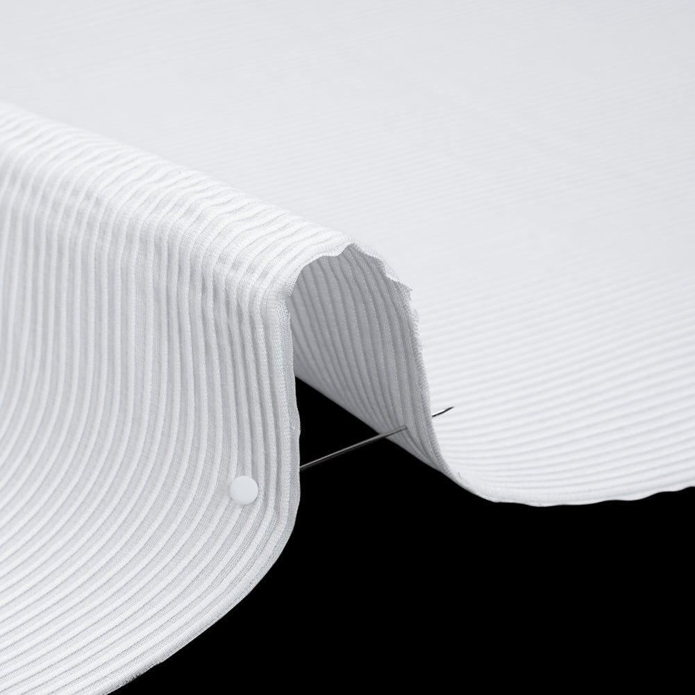 Cotton Ottoman Shirting - White Ribs - Deadstock Detail