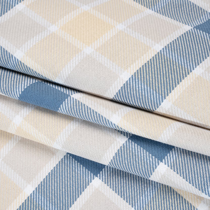 Cotton Twill - Blue and Cream Plaid - Deadstock