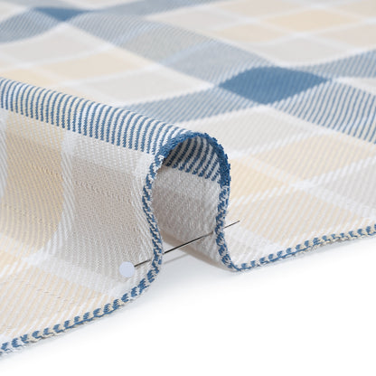 Cotton Twill - Blue and Cream Plaid - Deadstock