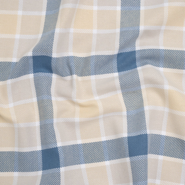 Cotton Twill - Blue and Cream Plaid - Deadstock