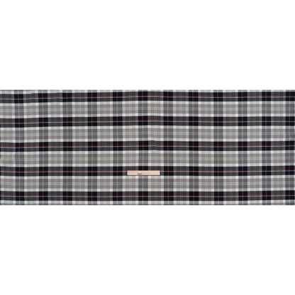 Cotton Oxford Shirting - Warm Gray, Cool Black and Red Plaid - Deadstock