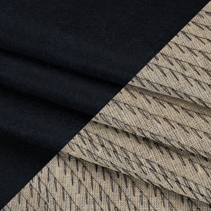 Undercollar Wool Felt with Pad Stitched Canvas Backing Made in Italy - Midnight Navy and Oatmeal - Deadstock