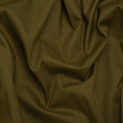 Cotton Twill Shirting - Dark Olive Green Subtle Stripes - Deadstock