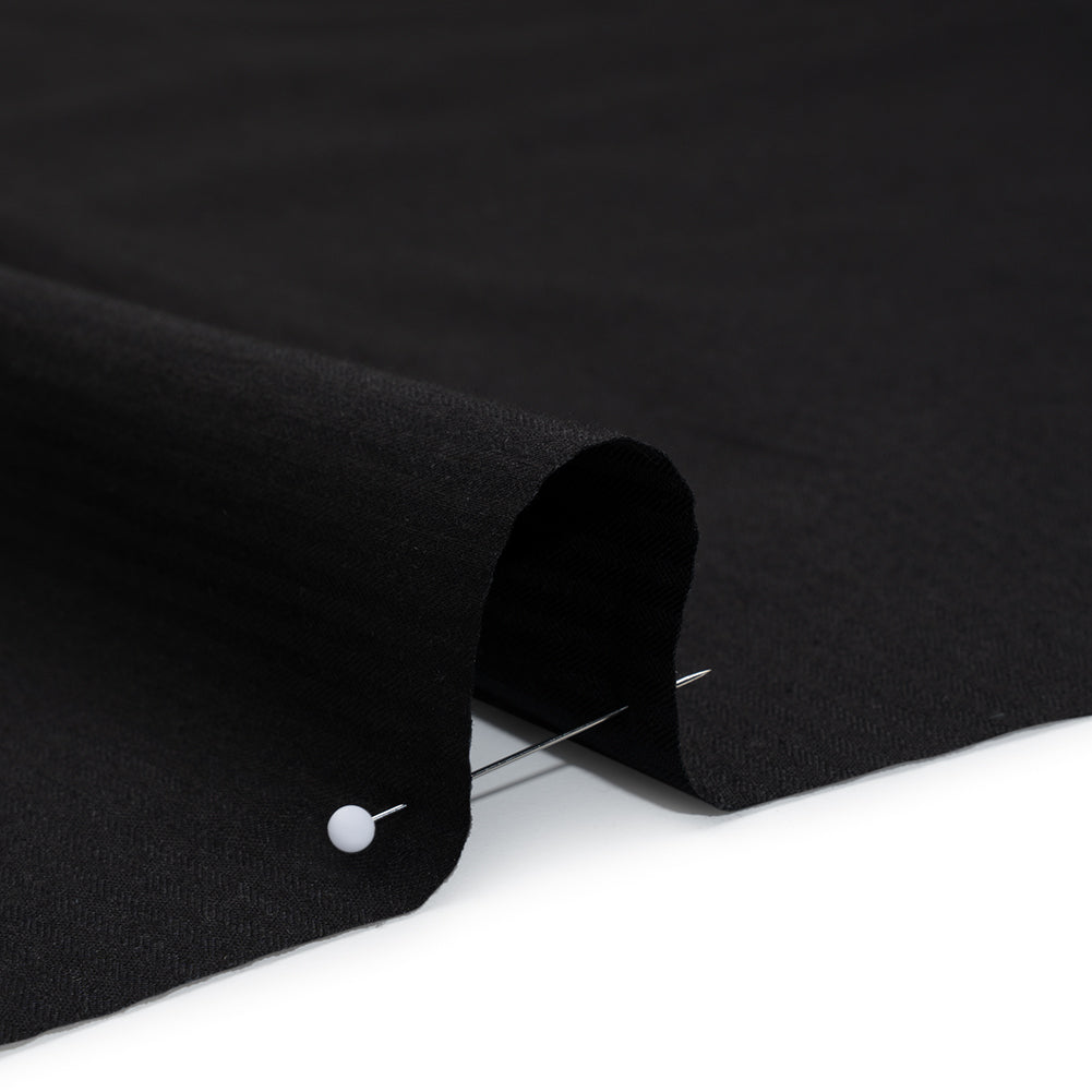 Cotton Twill Shirting - Black Monochrome Candy Stripes - Deadstock