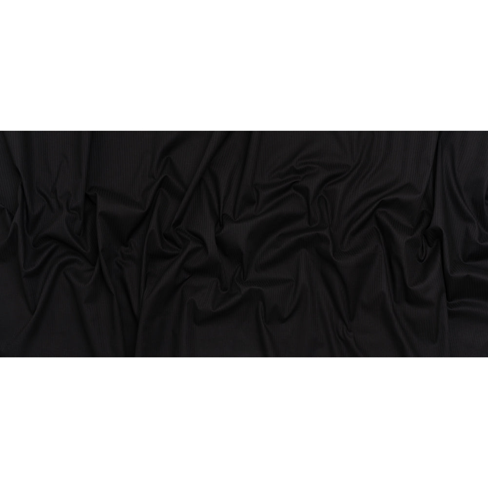 Cotton Twill Shirting - Black Monochrome Candy Stripes - Deadstock