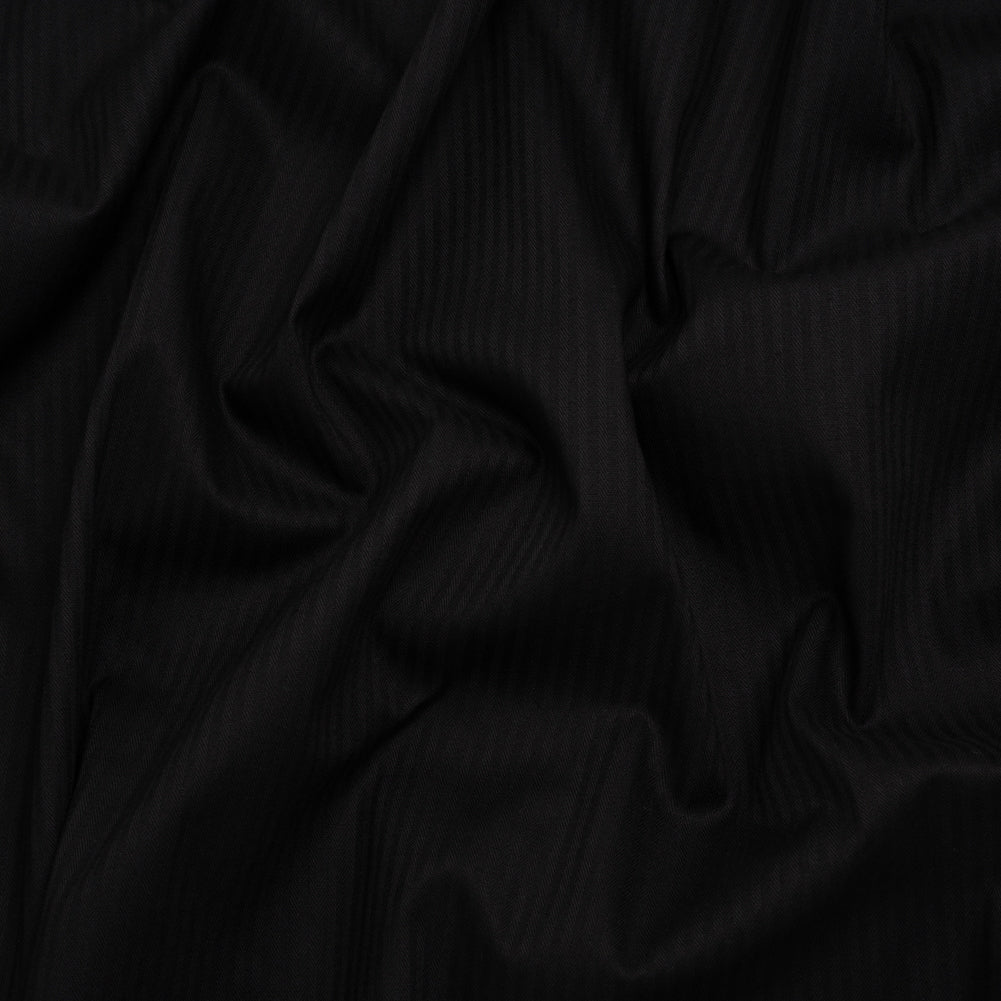 Cotton Twill Shirting - Black Monochrome Candy Stripes - Deadstock