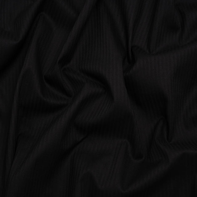 Cotton Twill Shirting - Black Monochrome Candy Stripes - Deadstock