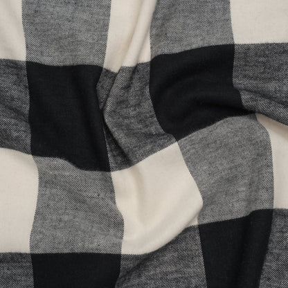 Cotton Twill Flannel - Black and Ecru Buffalo Check - Deadstock