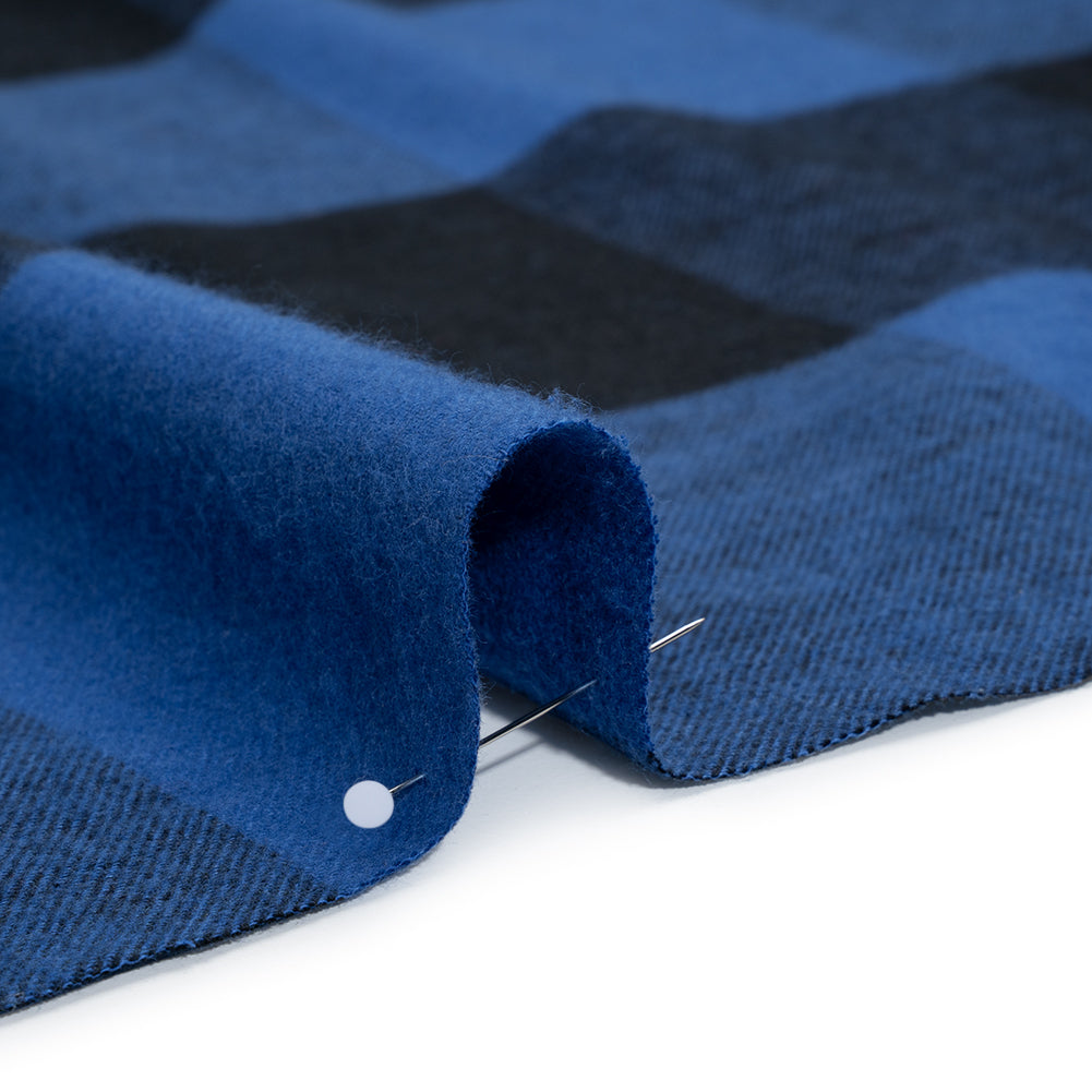 Cotton Twill Flannel - Blue and Black Buffalo Check - Deadstock