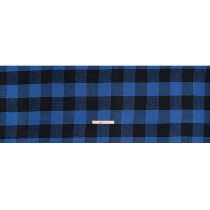 Cotton Twill Flannel - Blue and Black Buffalo Check - Deadstock