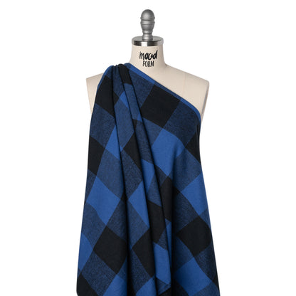Cotton Twill Flannel - Blue and Black Buffalo Check - Deadstock
