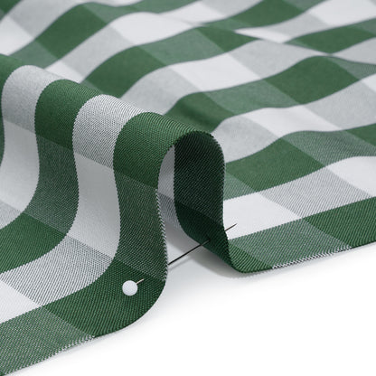 Cotton Oxford Shirting - Jolly Green and White Checks - Deadstock