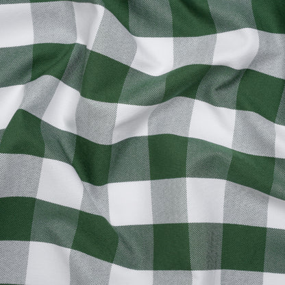 Cotton Oxford Shirting - Jolly Green and White Checks - Deadstock