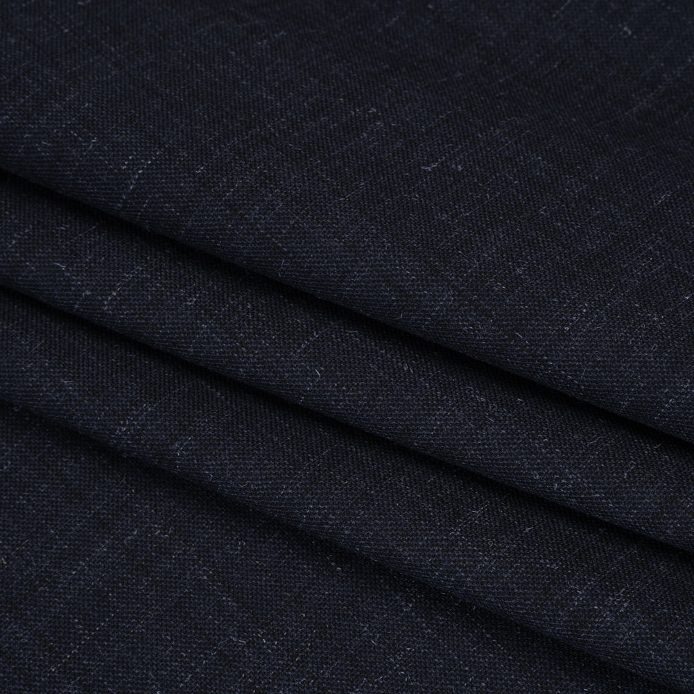 Wool and Alpaca Suiting Made in Italy - Heathered Dark Indigo - Deadstock Folded