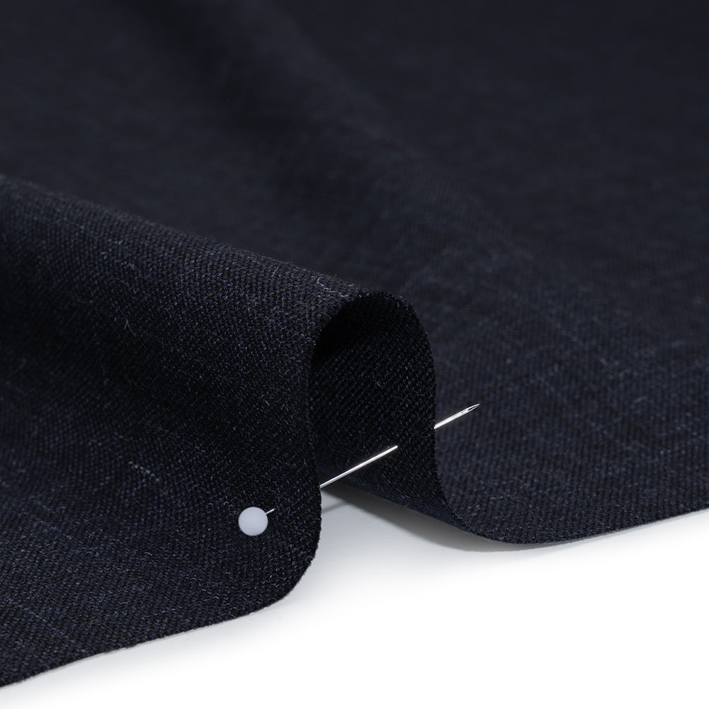 Wool and Alpaca Suiting Made in Italy - Heathered Dark Indigo - Deadstock Detail